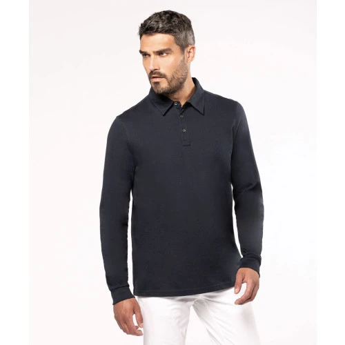 Kariban Jersey Knit Long Sleeve Polo Shirt 4 Kariban Jersey Knit Long Sleeve Polo Shirt - Image 2